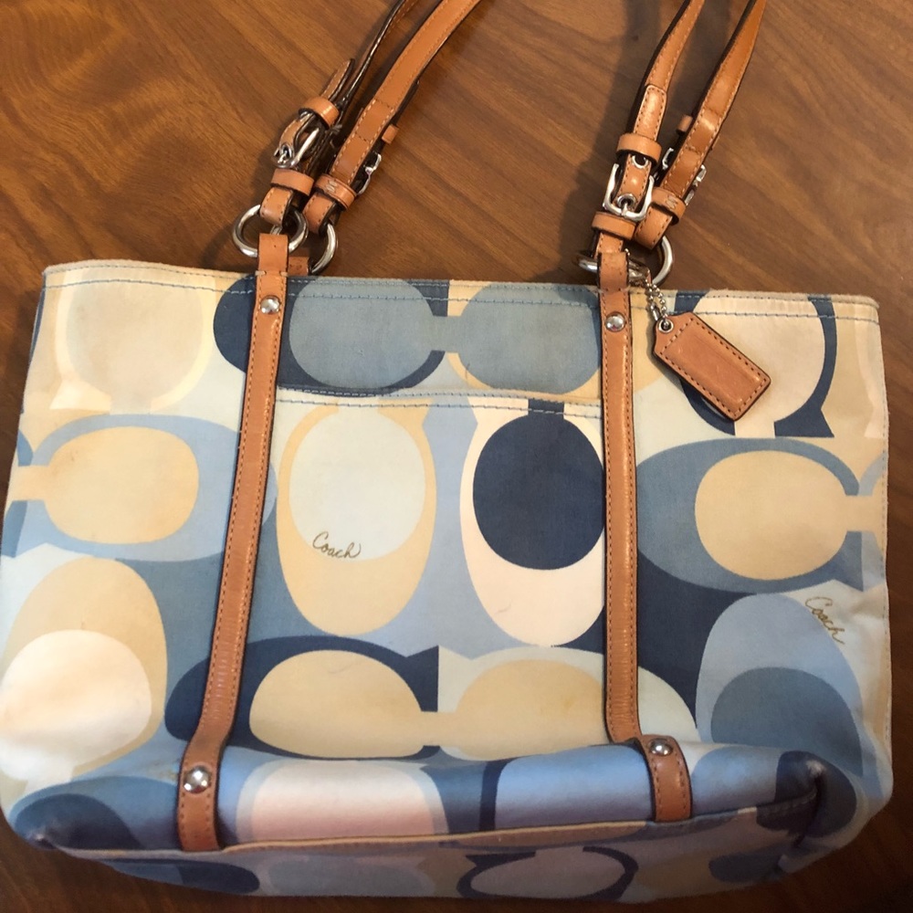 Coach medium tote blue 12” x 11” high x 4”